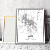 Butte, Montana Modern Map Print 