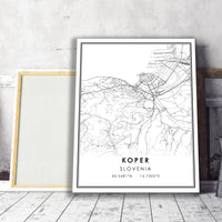 Koper, Slovenia Modern Style Map Print 