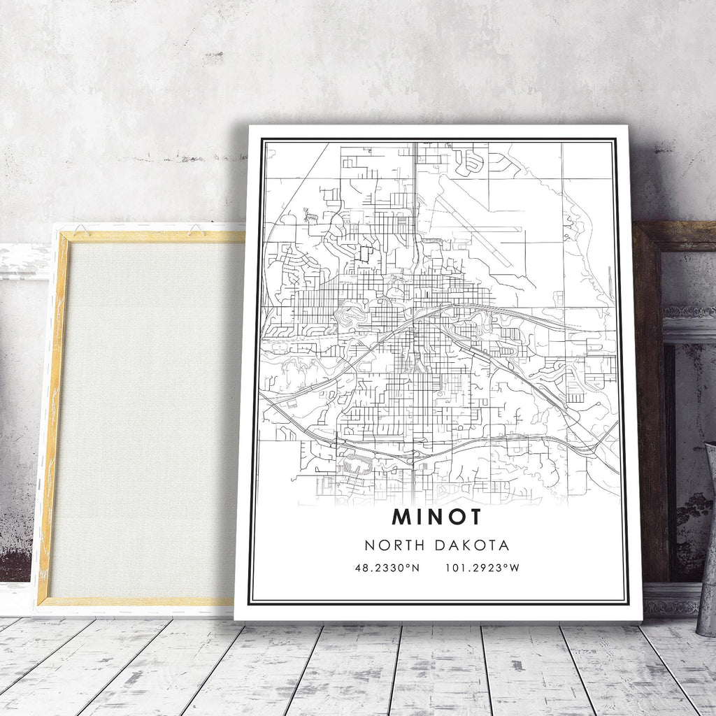 Minot, North Dakota Modern Map Print