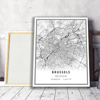 
              Brussels, Belgium Modern Style Map Print 
            