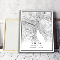 
              Zurich, Switzerland Modern Style Map Print 
            