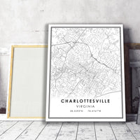 Charlottesville, Virginia Modern Map Print 