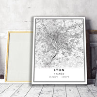 
              Lyon, France Modern Style Map Print 
            