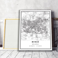 Minsk, Belarus Modern Style Map Print