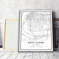 
              Rock Island, Illinois Modern Map Print 
            