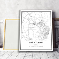 
              Zhanjiang, China Modern Style Map Print 
            