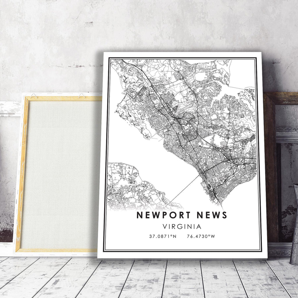 Newport News, Virginia Modern Map Print 