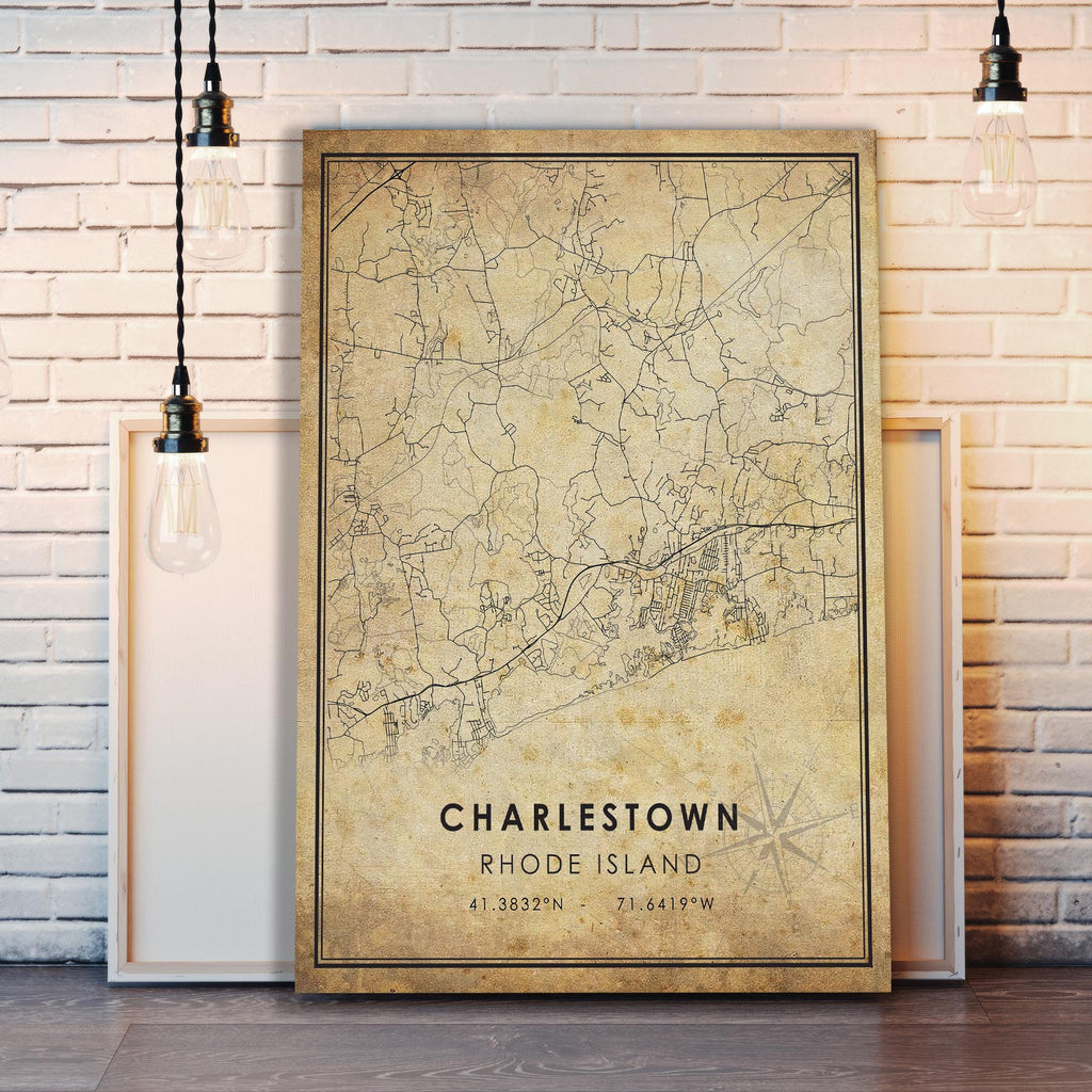 Charlestown, Rhode Island Vintage Style Map Print