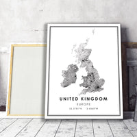 United Kingdom, Europe Modern Style Map Print 