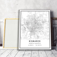 Bismarck, North Dakota Modern Map Print 