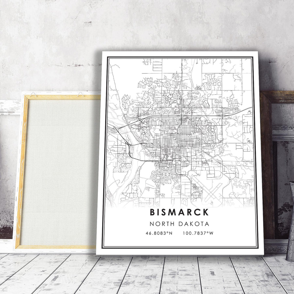 Bismarck, North Dakota Modern Map Print 