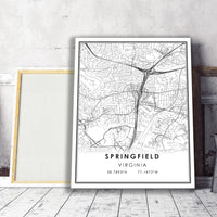 
              Springfield, Virginia Modern Map Print 
            