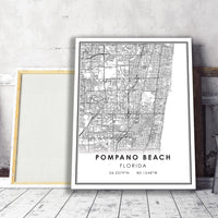 Pompano Beach, Florida Modern Map Print
