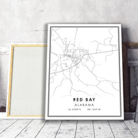
              Red Bay, Alabama Modern Map Print 
            