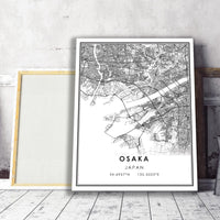 
              Osaka, Japan Modern Style Map Print 
            