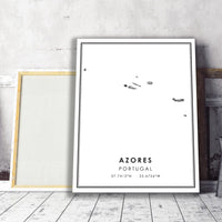 Azores, Portugal Modern Style Map Print 