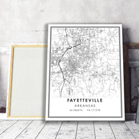 Fayetteville, Arkansas Modern Map Print 