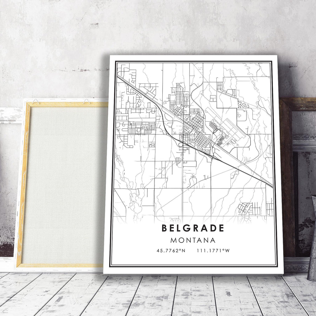Belgrade, Montana Modern Map Print 