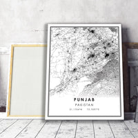 
              Punjab, Pakistan Modern Style Map Print 
            