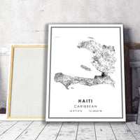 
              Haiti, Caribbean Modern Style Map Print 
            