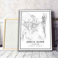 Amelia Island, Florida Modern Map Print 