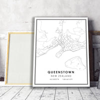 
              Queenstown, New Zealand Modern Style Map Print 
            