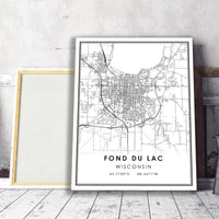 
              Fond du Lac, Wisconsin Modern Map Print
            