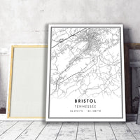 
              Bristol, Tennessee Modern Map Print 
            