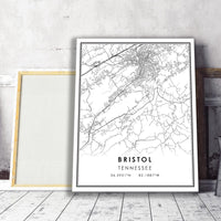 Bristol, Tennessee Modern Map Print 