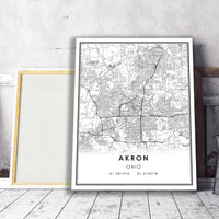 
              Akron, Ohio Modern Map Print 
            
