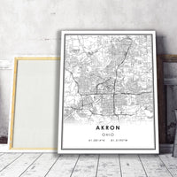 Akron, Ohio Modern Map Print 