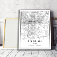 Des Moines, Iowa Modern Map Print 