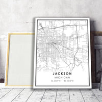 
              Jackson, Michigan Modern Map Print 
            