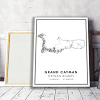 
              Grand Cayman, Cayman Islands Modern Style Map Print 
            