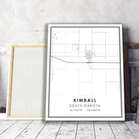 
              Kimball, South Dakota Modern Map Print 
            