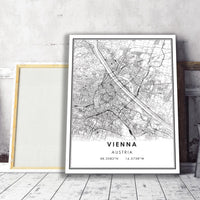 
              Vienna, Austria Modern Style Map Print 
            