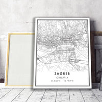 
              Zagreb, Croatia Modern Style Map Print
            