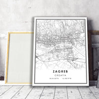 Zagreb, Croatia Modern Style Map Print