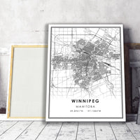 Winnipeg, Manitoba Modern Style Map Print