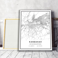 
              Kandahar, Afghanistan Modern Style Map Print 
            