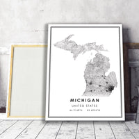 
              Michigan, United States Modern Style Map Print 
            