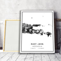 
              East Java, Indonesia Modern Style Map Print 
            