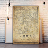
              Algonquin, Illinois Vintage Style Map Print 
            