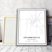 
              Columbiaville, Michigan Modern Map Print 
            