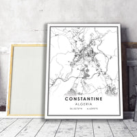 Constatine, Argeria Modern Style Map Print 