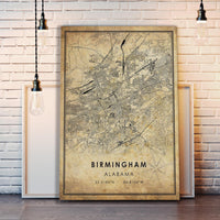 
              Birmingham, Alabama Vintage Style Map Print 
            
