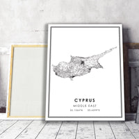 
              Cyprus, Middle East Modern Style Map Print 
            