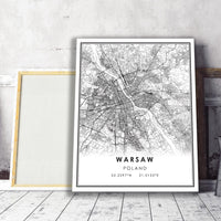 
              Warsaw, Poland Modern City Map Print
            