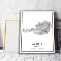 
              Austria, Europe Modern Style Map Print 
            