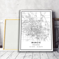 
              Muncie, Indiana Modern Map Print 
            